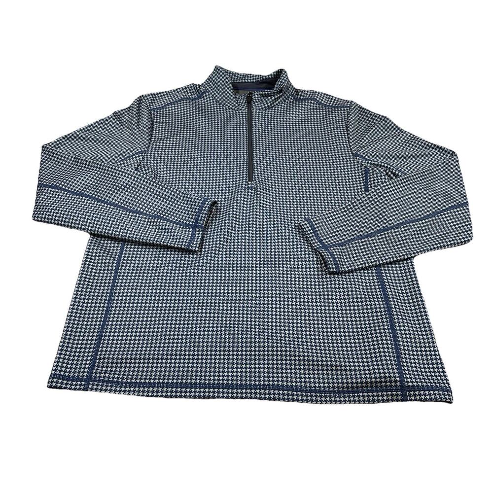 Vineyard Vines Pullover Mens Large Navy Blue Houndstooth Jim Nantz 1/4 Zip Golf